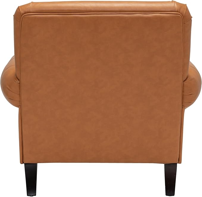 Accent Chair22.4 Seat Depth Living Room Chair36.6W*34.3D*34.6H Armchair with Roll Arms and Wood LegsSet of 2Faux Leather in Brown