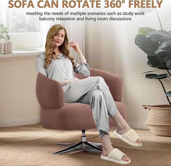 360 Swivel Recliner Chairs for Adults Lazyboy Recliner Chair with Adjustable Backrest and FootrestChenille Small Recliners for Small Spaces Living Room Bedroom (Red)