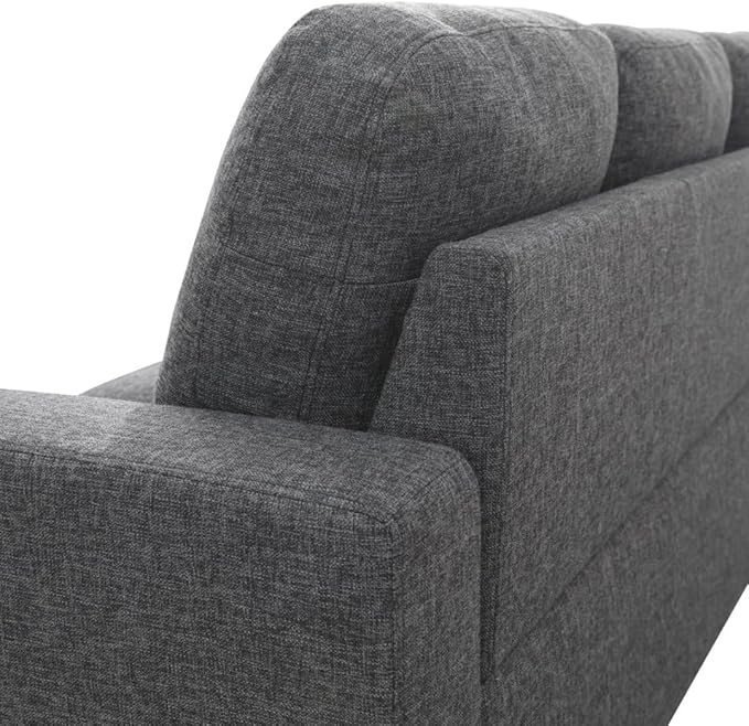 L-Shaped 3-Piece Flannel Sofa with Storage Ottoman Set Sectional Couch Sofa Set for Living Room Office Small Space Black Grey