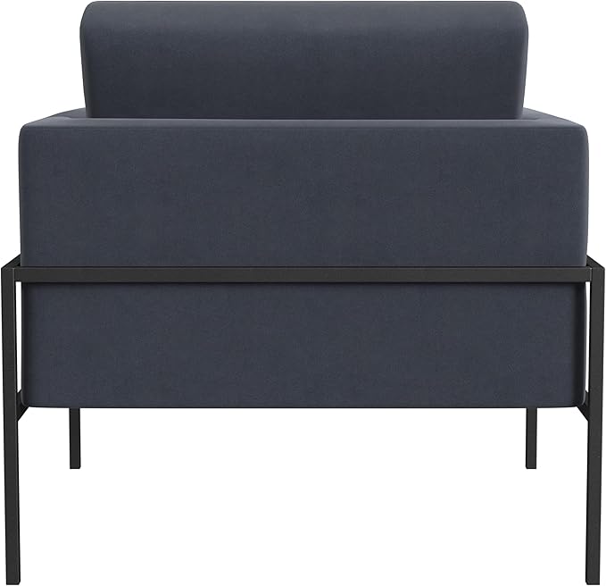 HomePop Modern Metal Frame Accent Chair|Homepop Home Décor|Accent Chairs for Living Room &amp Bedroom - Steel Blue Velvet