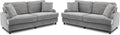 80 Inch 2 Sets Sofa Couch Comfy Love Seat Couches for Living Room Mid Century Modern Oversized Two Seater Couch Plush Corduroy Deep Seat Sofas for Bedroom Small Space Apartment Light Grey