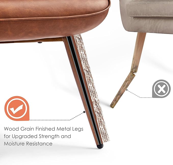 Topeakmart PU Leather Accent Chair Modern Armchair with Tufted High Back Oversized Vanity Chair Reading Chair for Living Room/Bedroom Brown