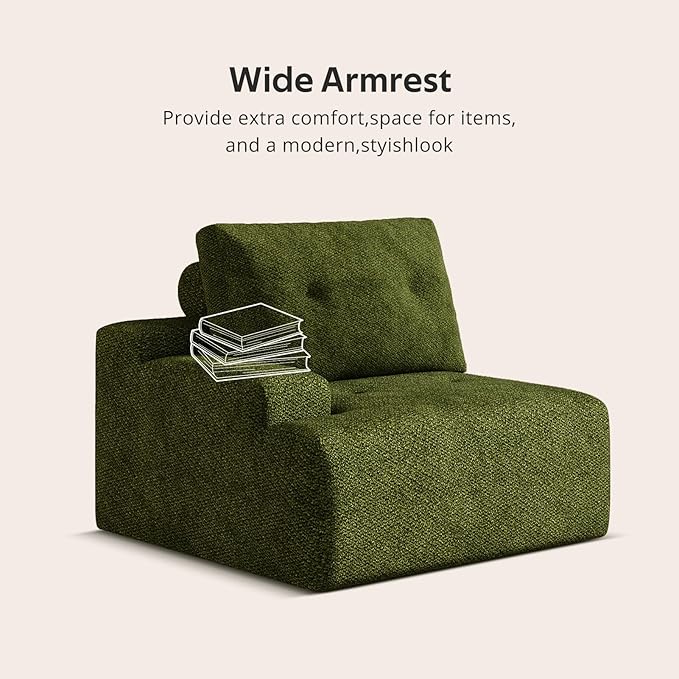 98 Chenille Sofa 3 Seater Couch for Living Room Modular Green Couch Comfy Oversized Loveseat sectional Cloud couches for Living RoomBoneless couches