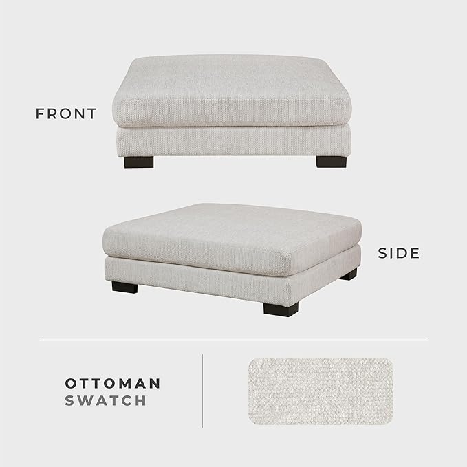Lexicon 45 Modern Ottoman Textured Microfiber Square Ottoman Living Room Foot Rest Module for Sectional Sofa Foot Stool for Living Room/Bedroom Assembled Beige