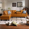 L Shape Sectional Couch with Chaise 97.5 Inch Modular Sofa with Cup Holders Sectional Couches for Living Room Ergonomic Reclined Backrest for Office and Small Apartment Ginger