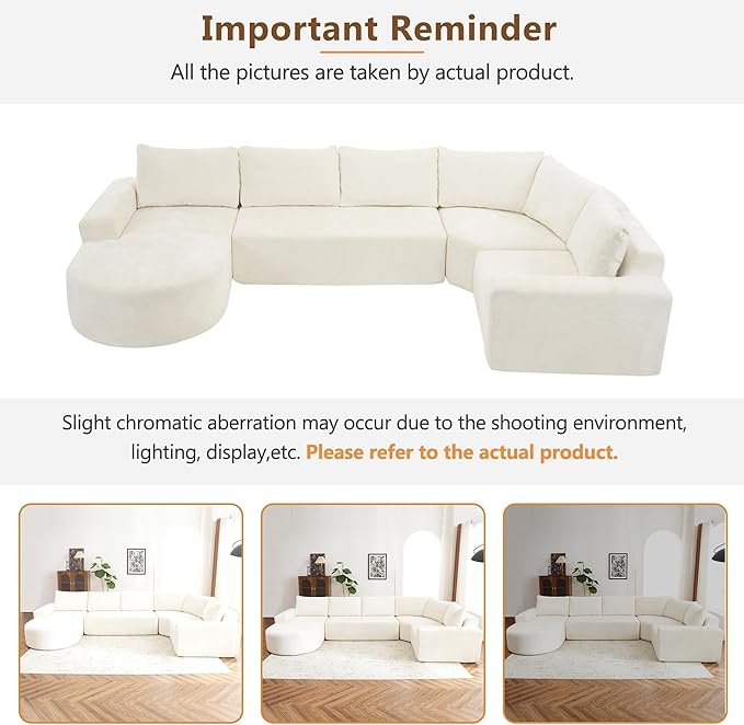 Merax 141.7 Modular Sponge Sofa Cloud Sectional CouchOversized U-Shaped with Deep Seat for Living Room