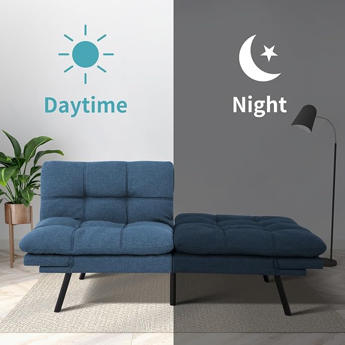 MUUEGM Futon Sofa Bed 71 Comfortable Memory Foam Futon Sofa with Adjustable Backrest &amp ArmrestsConvertible Folding Loveseat Recliner Sleeper Sofa Bed for Compact Living Room Apartment Office