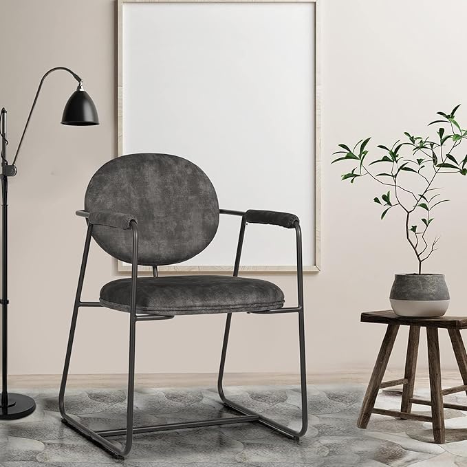 Sophia &amp William Living Room Chairs 18 Velvet Accent Chair Metal Armchairs Vanity Chair Leisure Chair Middle Back Reception Chair for Livining Room Bedroom Metal Leg Detachable Armrest Dark Grey