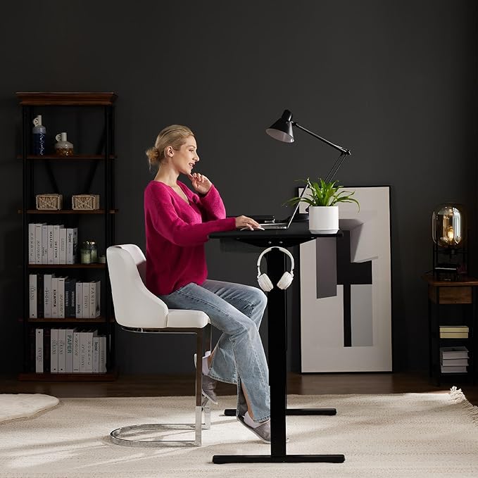 NEWBULIG Electric Standing Desk Height Adjustable Sit Stand Home Office Computer Desks with Drawer 63 x 24 Inches Black Top and Frame