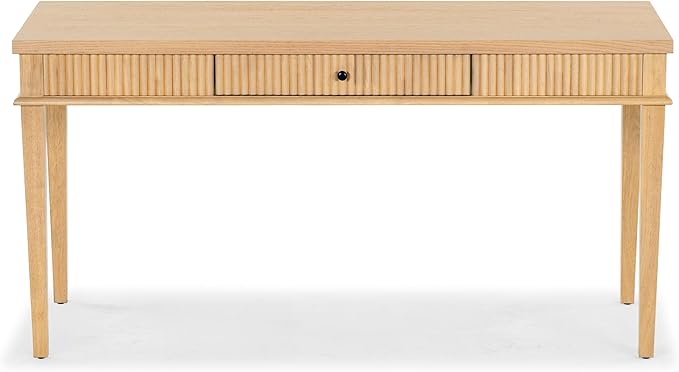 SAFAVIEH Couture Collection Shelbie Oak Brown &amp Black 1-Drawer Reeded Computer Table Office Writing Desk