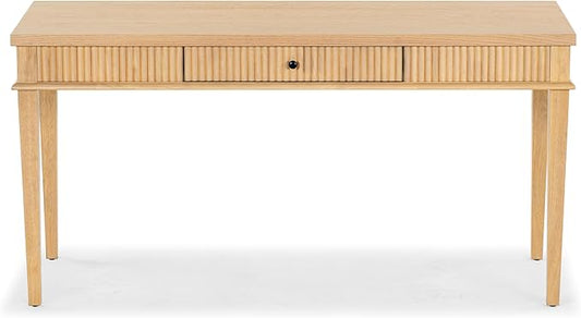 SAFAVIEH Couture Collection Shelbie Oak Brown &amp Black 1-Drawer Reeded Computer Table Office Writing Desk