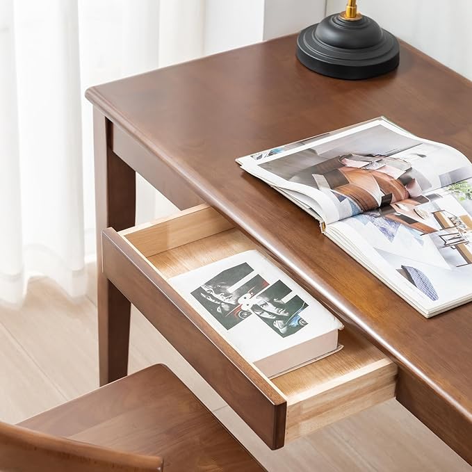 Solid Wood Desk with Drawers Small Computer Desk for Small Spaces Gaming Study Home Office Desks for Work Student PC Desk for Bedroom Escritorios para Cuartos