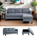 67'' L-Shaped Velvet Modular Sectional Couch Sofa with Ottoman 3-Seat Convertible Cloud Deep Seat Sofa Couches for Living Room Bedroom Apartment Cozy Chaise Lounge Sofas (Gray)