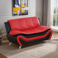 Living Room Furniture Set for Living Room Faux Leather Couch Sets Modern Couch for Apartment Home Office(LoveseatRed&ampBlack)