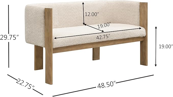 Christopher Knight Home Zudan Modern Boucle Upholstered Loveseat Sofa with Rubberwood Frame Comfy 2-Seater Sofa Couch and Flat-Panel Legs Love Seat Couches for Living Room Almond + Natural Ash