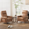 COLAMY Push Back Recliner Chair Set of 2 Upholstered Leather Recliner with Footrest 105-135 Degree Adjustable Comfy Modern Wingback Recliner for Living Room BedroomSmall Spaces Cocoa