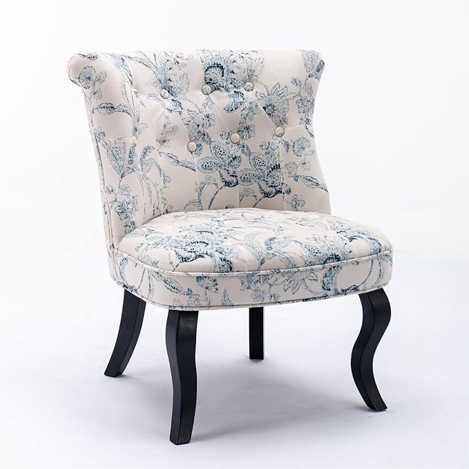 Generic Traditional Cloth Chair Printed Suitable for Living Room BedroomHome Office WhiteBlueFlowers 1pcsctn