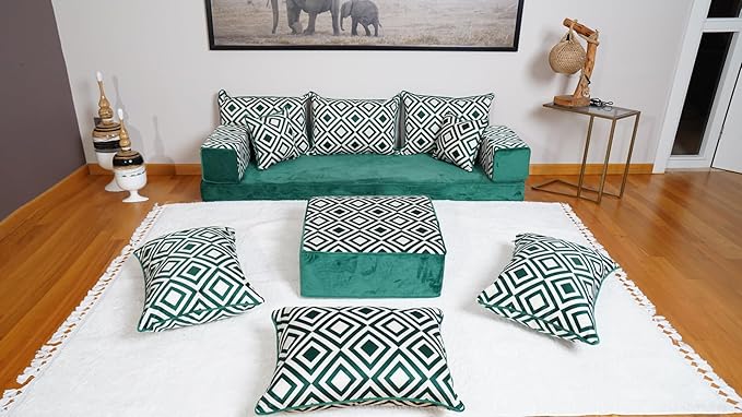 arabicsofa Handmade Turkish Floor Sofa with Backrest Pillows – Arabic Diwan Floor Cushions for Living Room