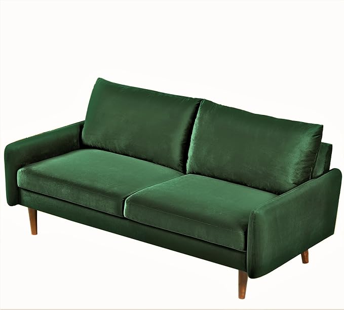 Kent Velvet Sofa for Modern Living Rooms and Compact Spaces Comfy 3 Seater Couch Studio Apartment Furniture with Sleek Design Green