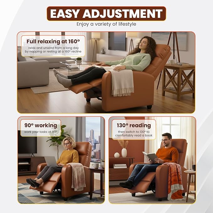 Recliner Chair for Living Room Home Theater Seating Single Reclining Sofa Lounge with Padded Seat Backrest