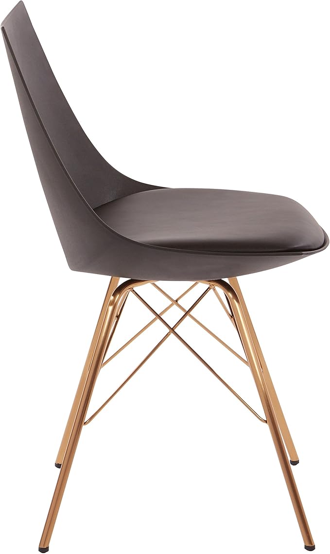 OSP Home Furnishings Oakley Mid-Century Modern Bucket Dining Chair with Faux Leather Padded Seat Black