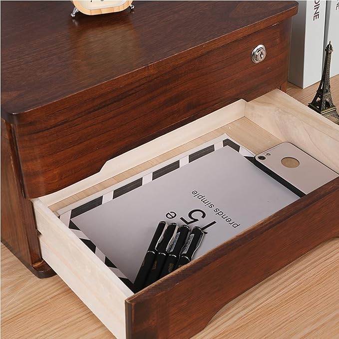 Desktop Storage Box With Drawers - Flat File Cabinet Storage Box Desktop Drawer Cabinet With Lock Wooden File Cabinet/Desktop Storage Cabinet/Data Cabinet Desktop File Cabinet Organizers(B4 drawer
