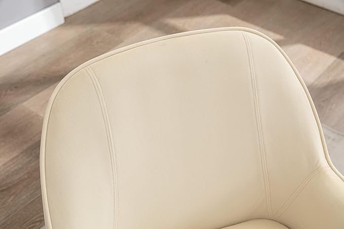 Modern Ergonomics Soft Velvet Fabric Material Accent Chair with Gold Legs and Adjustable Feet Screws for Indoor Home Living RoomCream White