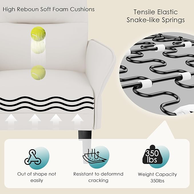 ALISH Mid-Century Accent Chair Set of 2Uphsoltered Modern Armchair Side Chairs with Wood LegsFaux Suede Single Sofa Chair for Living Room Bedroom (Beige Set of 2)