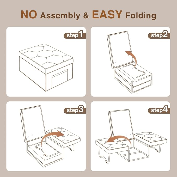 4 in 1 Sleeper Chair Convertible Sleeper Sofa with Ottoman Ottoman Bed for Adults Sofa Bed with Adjustable Backrest for Living Room Apartment Office Light Grey