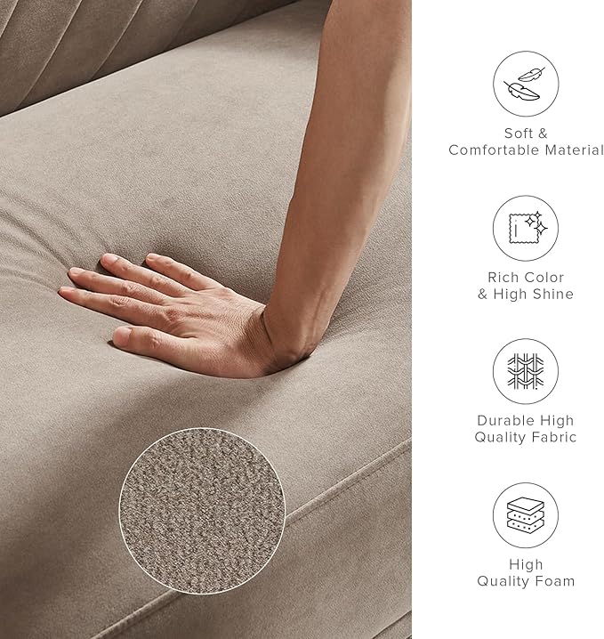 mopio 76.4 Futon Sofa Bed Couch Loveseat Sleeper Sofa Mid Century Modern Futon Couch Sofa Cama Couches for Living Room (Mocha Brown Premium Velvet)