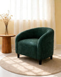 GarveeHome Accent Chair Velvet Club Chair Comfy Armrest Upholstered Barrel Chair with Soft Padded Seat for Living Room Bedroom Study Waiting Room(Retro Green)