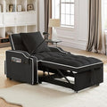 Sleeper Sofa Chair Bed 3 in 1 with Charging Ports Phone Holder &amp Cup Holders - Modern Velvet Convertible Pull Out Single Sofa Bed for Small Spaces Apartment Dorm (Black)