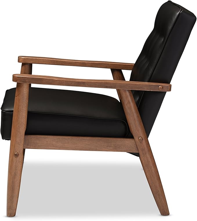 Baxton Studio BBT8013-Black Chair armchairsWood Black