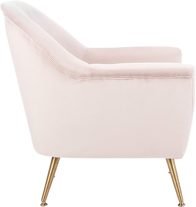 Safavieh Home Brienne Retro Glam Blush Pink Velvet and Brass Arm Chair