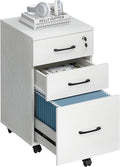 3 Drawers Wooden Locking File Cabinet with Storage Removable File Cabinet for Home OfficeUnder Desk Filing Cabinets(White)