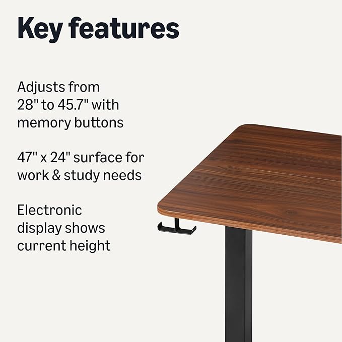 Amazon Basics Electric Standing Desk Height Adjustable Home Office Desk Black/Walnut Effect