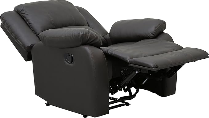 Lexicon Manual Recliner Sofa Chair Home Theater Seating Wall Hugger Manual Reclining Nursery Chair for Bedroom/Living Room/Office/Apartment Dark Brown Faux Leather