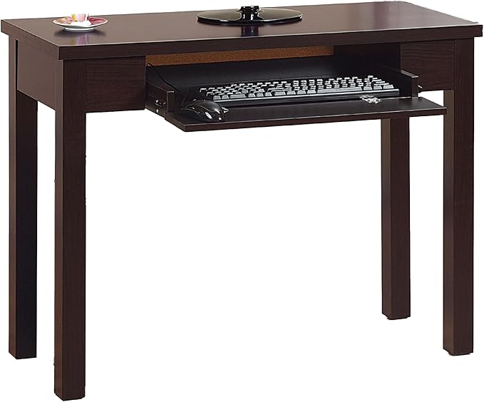 Benjara Computer Desk- Flip-Down Keyboard Drawer- 39 Inch- Red Cocoa Brown