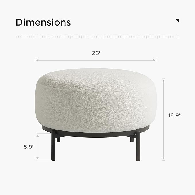 Acanva Modern Accent Chair with Wool-Like Fabric Metal Legs Reading Leisure Single Sofa for Living Room Bedroom Waiting Room Ottoman