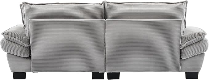 KEIKI Loveseat Sofa 84 Corduroy Upholstered Couch with Deep Seat and 2 Pillows Modern Loveseat Sofa Couch for Small Spaces Living Room Apartment Office Light Grey