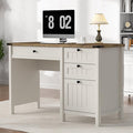 Executive Desk Farmhouse Computer Desk with Drawers &amp Cabinet Home Office Desk for Work Study Writing Workspace (Antique White 45)