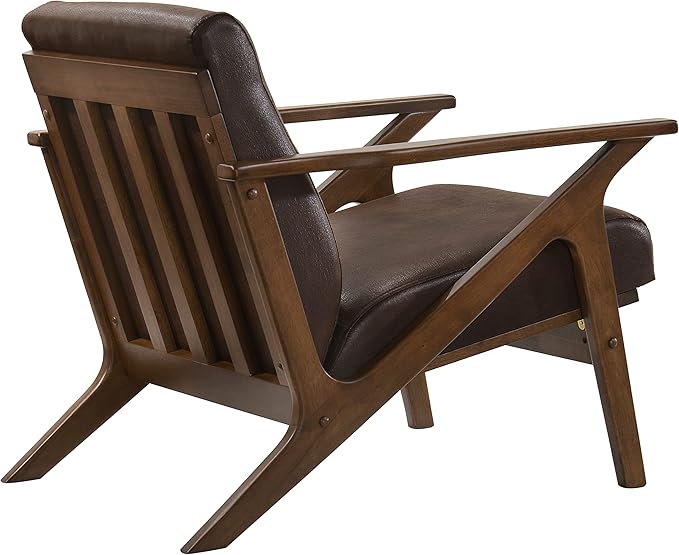 Zola Mid Century Modern Accent Chair Arm Chair: The Perfect Reading Living Room and Bedroom Chairs for Modern Home Furniture Use! Solid Wood Frame Brown/Walnut