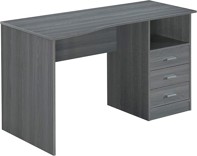 51 Classic Computer Desk with Drawers 3-Drawer Home Office Desk with Storage Grey