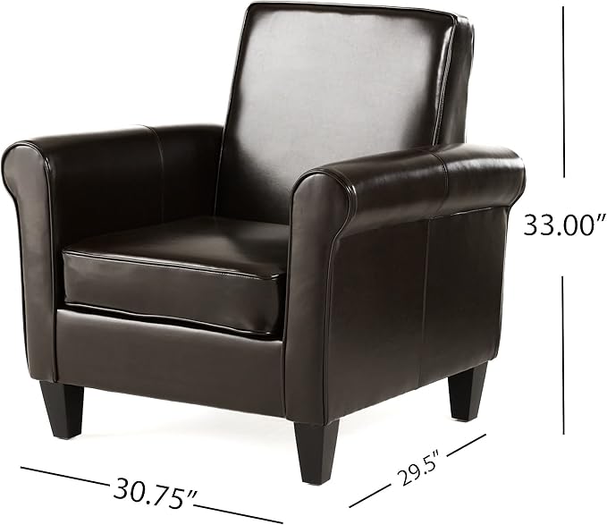 Christopher Knight Home Freemont Leather Club Chair Chocolate Brown
