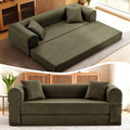 4-in-1 Folding Convertible Sofa Bed 78 Inch Faux Leather Boneless Couch Loveseat Sleeper with Pull Out Bed Floor Sofa Modular Futon Teddy Sofa for Living Room Bedroom Lounge Green
