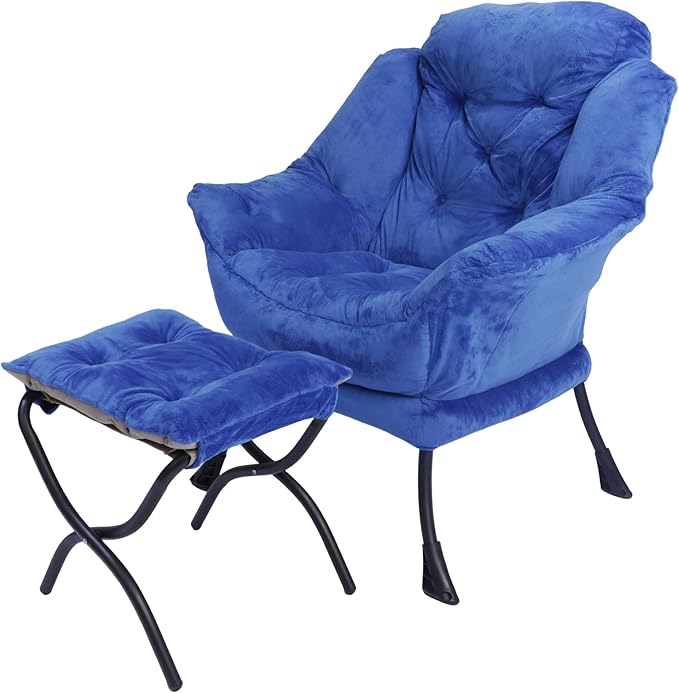Kokel Lazy Chair with Folding OttomanLiving Room Chairs (Blue-1248)