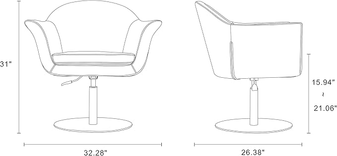 Manhattan Comfort Voyager Adjustable Swivel Accent Chair Set of 2 with 360° Turn Mid-Century Modern Design Woven Upholstery and Removable Cushion Ideal for Living Room or Home Office Smokey Blue