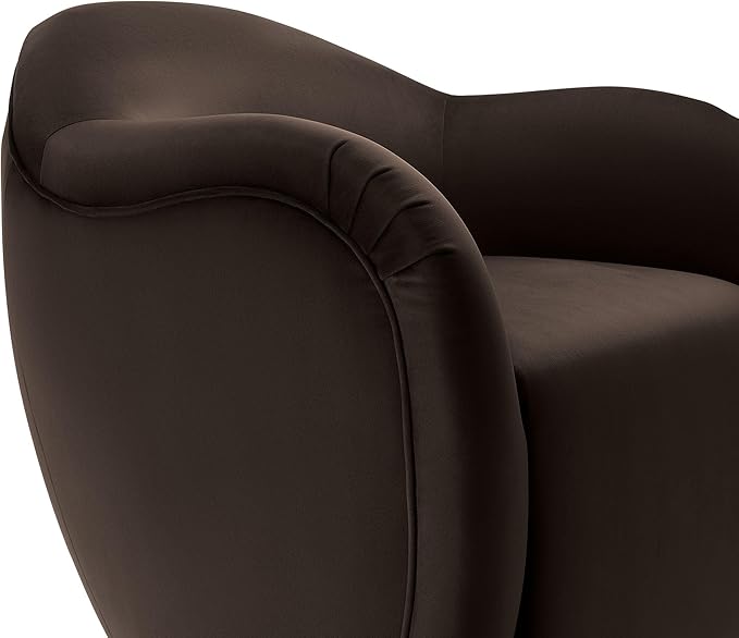 Modway Compose Performance Velvet Swivel Armchair in Chocolate Brown - Barrel Accent Chair - Comfy Round Single Sofa Chair with 360° Rotation - Modern Upholstered Club Chair for Living Room Bedroom