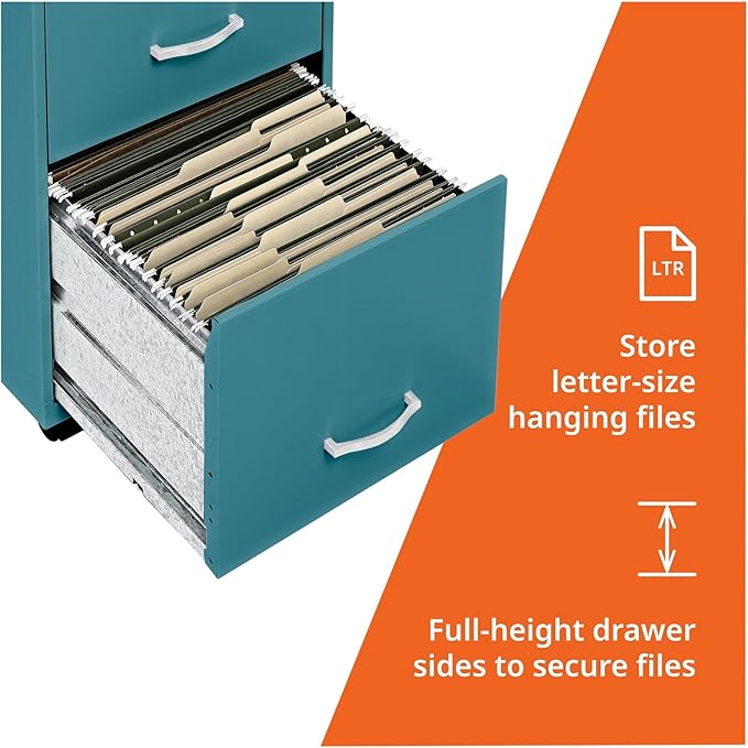Lorell LYS SOHO Box/File/File Teal Mobile Cabinet 3 Drawer
