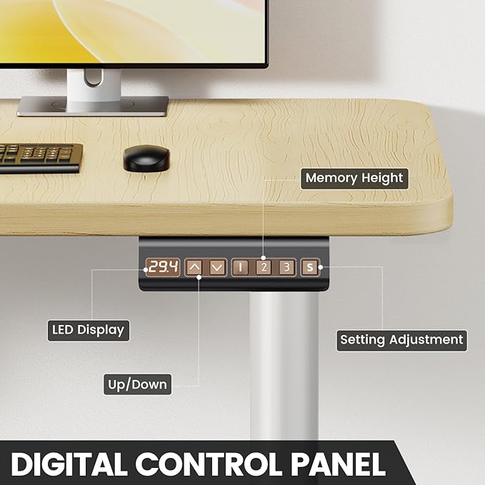 Flycity Electric L Shaped Standing Desk Adjustable Height 63 x 55 Corner Stand Up Table Home Office Desk Dual Motor Sit Stand Desk Computer Desk with 3 Memory Preset &amp Lock Maple